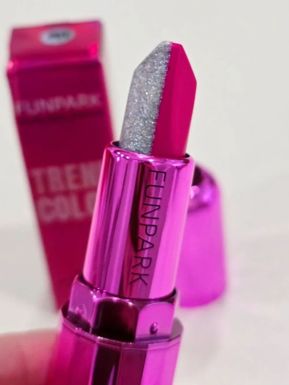 Funpark ✦ Pearlized Dual-Tone Lipstick Trend Color ✦ Pink Silver Shimmer 3g NWT